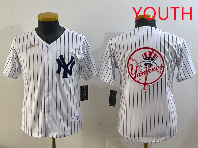 Youth 2025 New York Yankees Blank White Stripe Throwback Nike MLB Jersey style 22